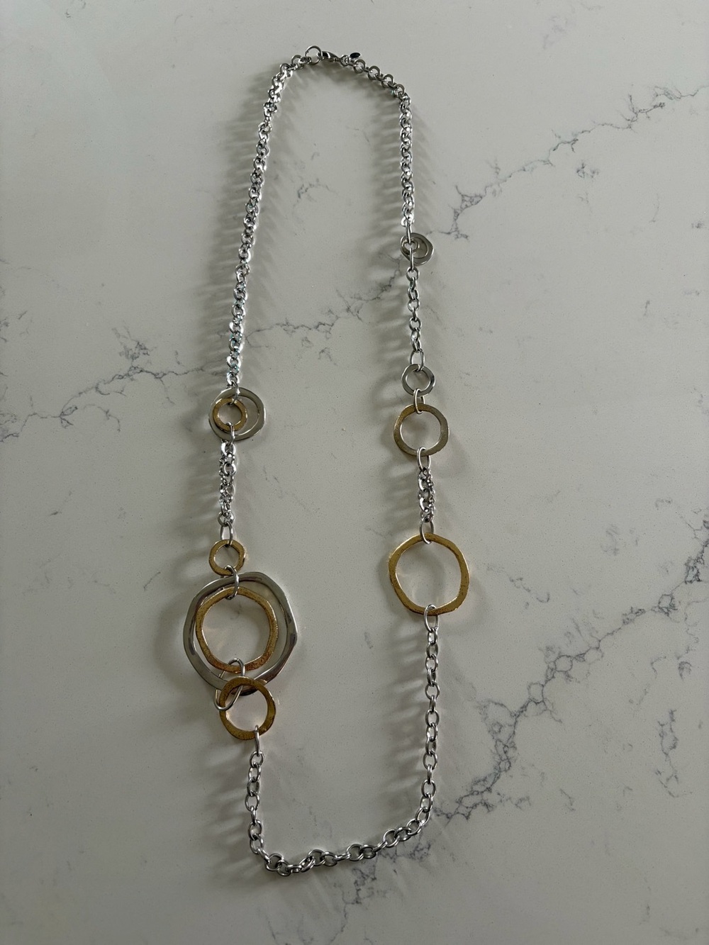 Premier Designs Two-Tone Silver and Gold Circle Link Necklace - Women’s One Size